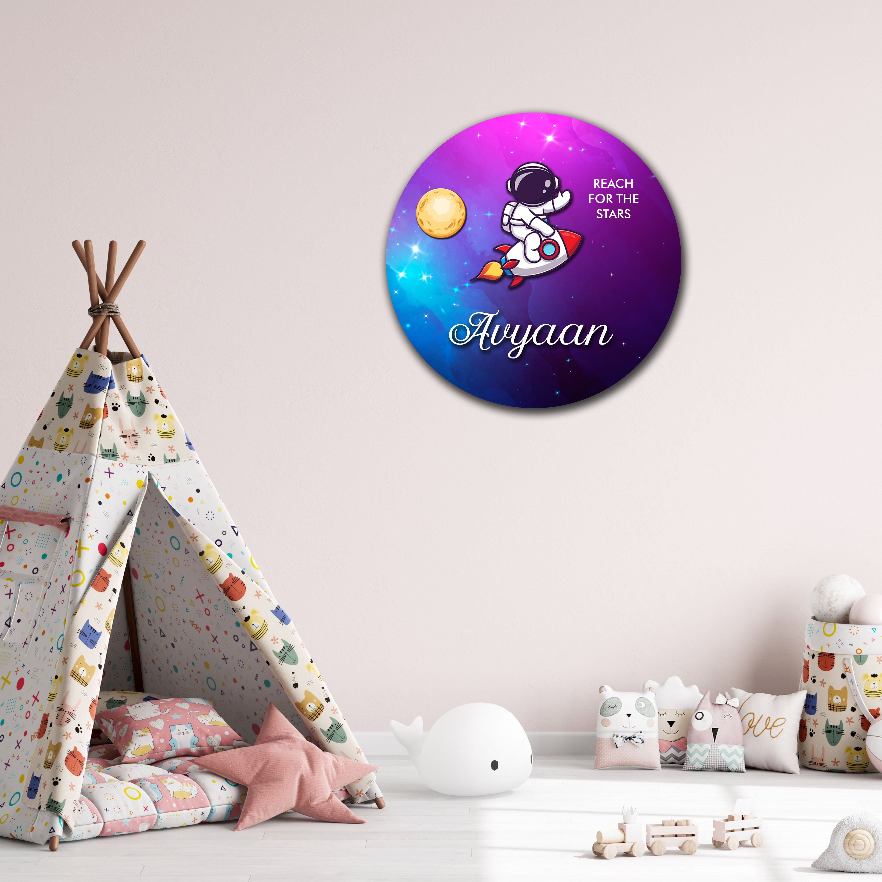 Kids Name Plate 2 Layer - Astronaut